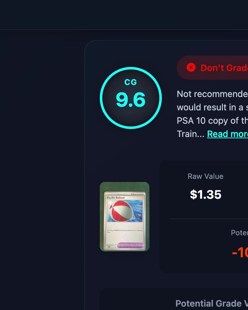 Screenshot of the competitor giving the same card a 9.6