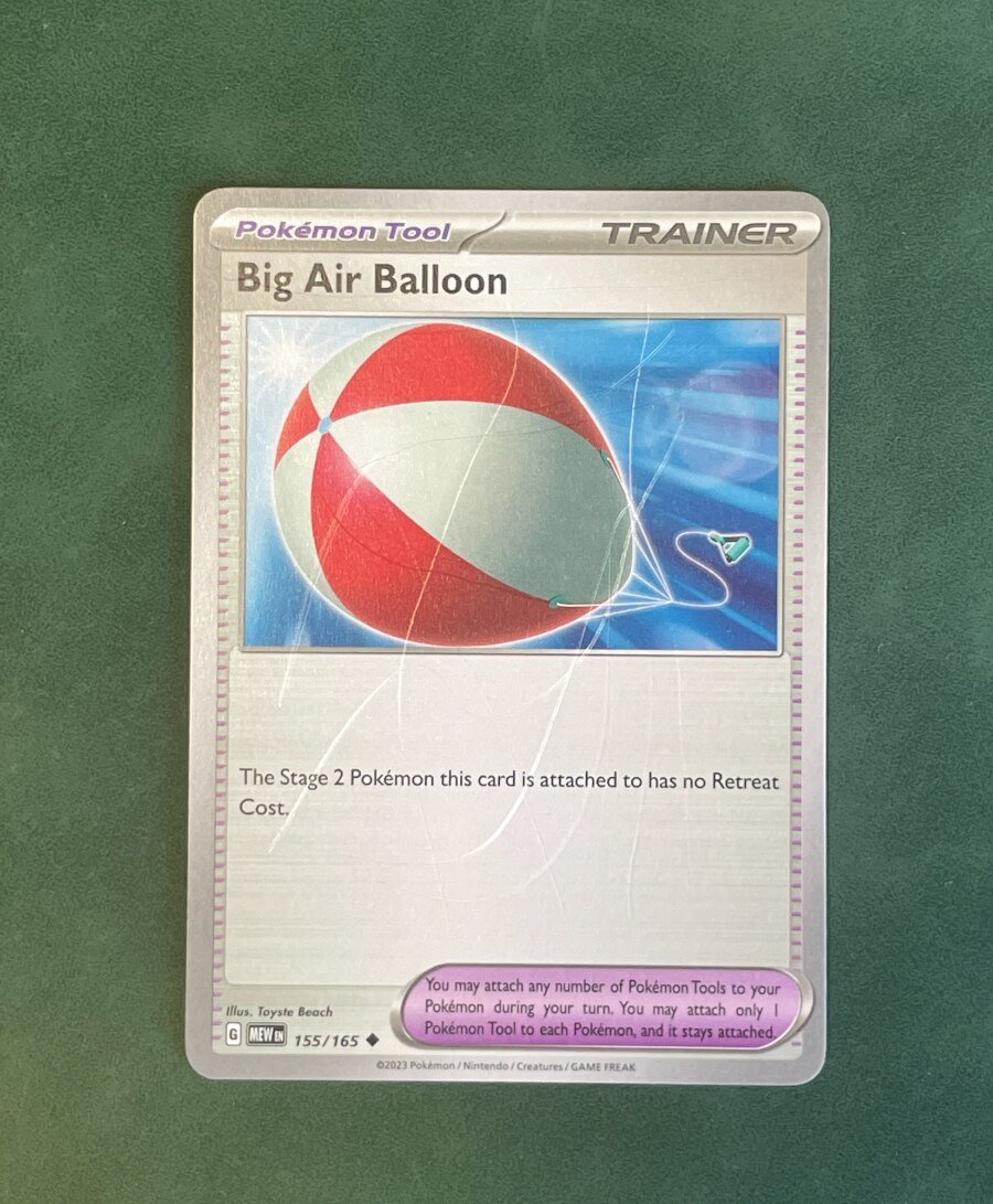 Real photo of the scratched Big Air Balloon card