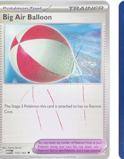 Card surface in Kartometro with grooves marked in red
